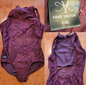 Kandi Kouture Ari lace wine leotard CXL